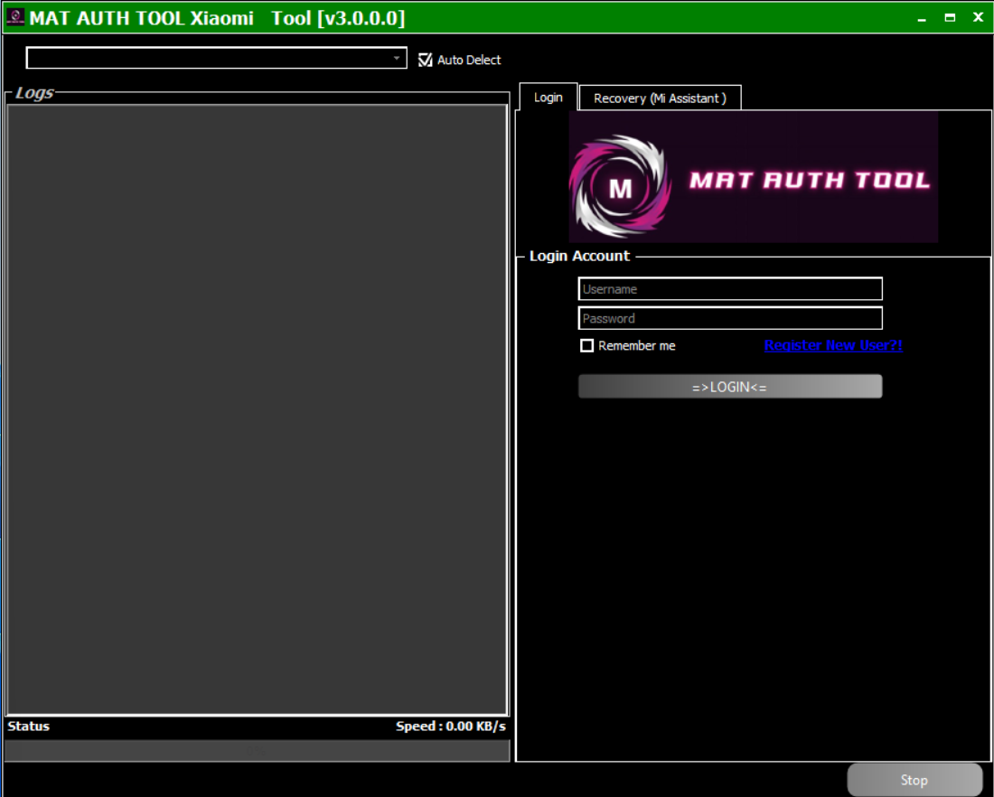 MAT AUTH TOOL AUTO API EXISTING USER Flash/EFS/Mi Cloud Credit